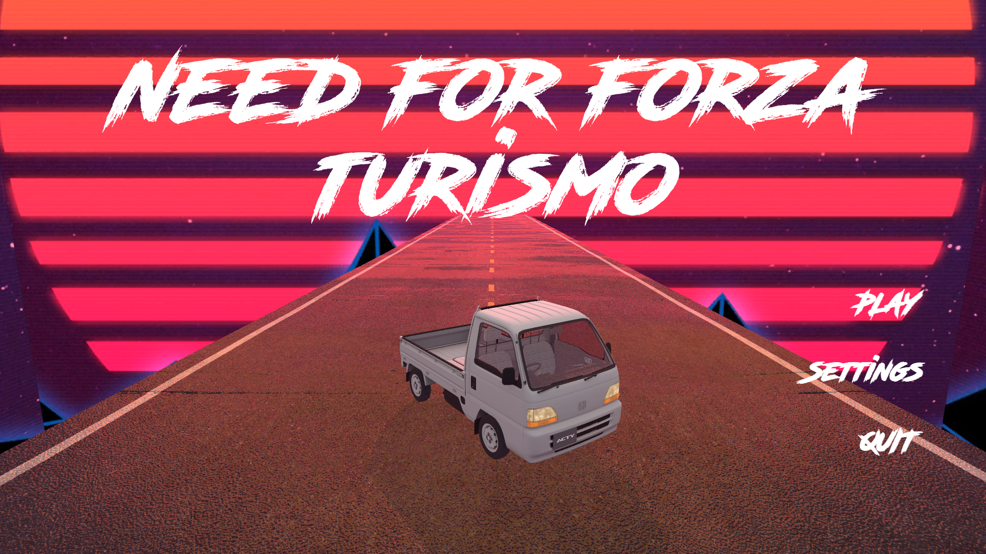 Le menu du jeu Need For Forza Turismo avec un camion japonais au centre